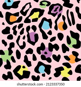 Exotic colorful leopard design hand drawn. fashion pattern, paper, fabric, t-shirt or dress. For wallpaper, decorative, mug, phone case funny cute pattern.