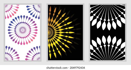 Exotic Cover Design Set mit einfachem mandala Design. Kreative Vektorgrafik-Kollektion für Einladung, Broschüre, Flyer- und Geschäftsseiten
