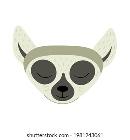 Exotic cute lemur. Animals of Madagascar and Africa. Vector childrens illustration in flat style
