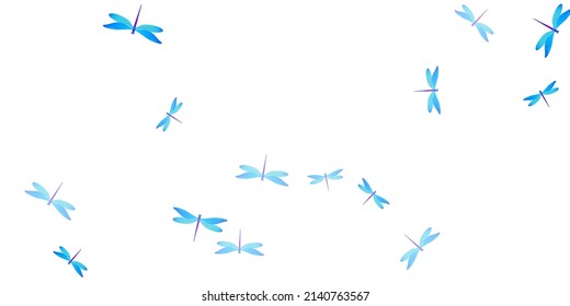 Exotic cyan blue dragonfly cartoon vector background. Summer ornate damselflies. Simple dragonfly cartoon girly illustration. Delicate wings insects patten. Tropical beings