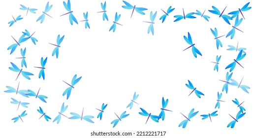Exotic cyan blue dragonfly cartoon vector wallpaper. Spring cute insects. Simple dragonfly cartoon baby illustration. Gentle wings damselflies graphic design. Fragile creatures