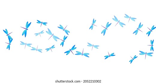 Exotic cyan blue dragonfly isolated vector wallpaper. Summer little insects. Detailed dragonfly isolated dreamy background. Sensitive wings damselflies patten. Nature beings