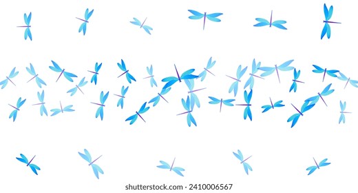 Papel de fondo vectorial aislado de la libélula azul cirílica exótica. Las moscas graciosas de verano. La libélula decorativa aisló la ilustración de una niña. Unas alas suaves insectos diseño gráfico. Seres frágiles