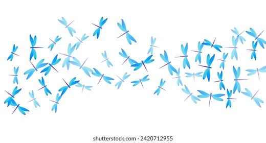 Exotic cyan blue dragonfly isolated vector illustration. Spring vivid damselflies. Fancy dragonfly isolated children background. Delicate wings insects graphic design. Nature beings