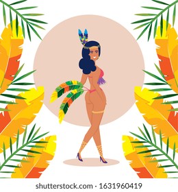 exotic dancer brazil woman with decoration vector illustration design