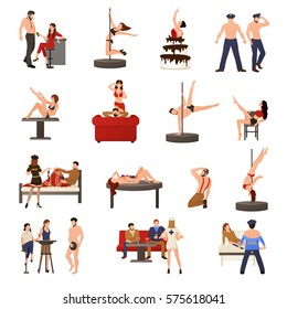 Exotic Dancer Icon Set With Girl Dance Striptease She Are A Stripper Vector Illustration