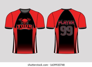 Exotic dark look gradient design with curvy sides insert makes perfect team shirt