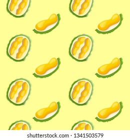 Exotic durian pattern. Cartoon illustration of exotic durian vector pattern for web design