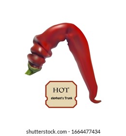 exotic Elephant's Trunk fruit, spicy capsicum with a burning taste. Tropical hot red pepper close-up on a white background.