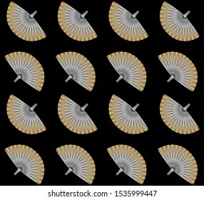 Exotic fan palm leaves illustration. Tropical palms foliage seamless background. Tropical jungle leaf ornament.