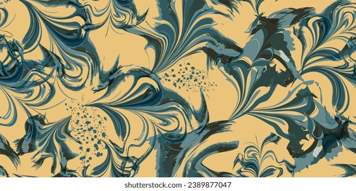 Exotic fashion repeat background. Floral leaf pattern fabric prints. Vector illustration