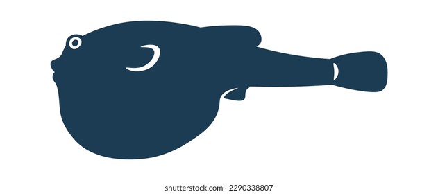 Exotic fish black silhouette flat icon. Vector illustration