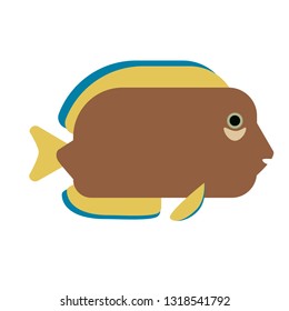 exotic fish flat illustration. Underwater marine life series. Funny cartoon characters