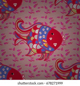 Exotic fish isolated on colored background. Vector cartoon close-up illustration. Vector illustration. Sea fish on colored background.