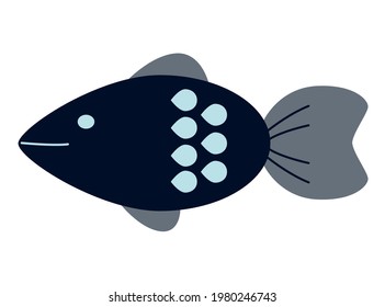 С usar peces exóticos, océano marino, ilustración vectorial plana