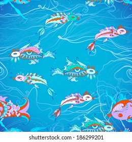 exotic fish seamless pattern