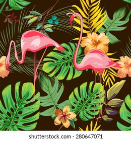 EXOTIC FLAMINGO PATTER / BACKGROUND DESIGN. Modern stylish texture. Repeating and editable vector illustration file. Can be used for prints, textiles, website blogs etc.