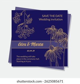 Exotic Floral Invitation Templates – Minimal Line Art Cards. A stylish collection of vector invitation templates featuring hand-drawn exotic flowers in elegant line art style. Ideal for weddings.