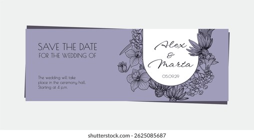 Exotic Floral Invitation Templates – Minimal Line Art Cards. A stylish collection of vector invitation templates featuring hand-drawn exotic flowers in elegant line art style. Ideal for weddings.
