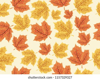 Exotic Floral Maple Leaf Seamless Pattern Nature Illustration