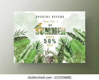 Exotic floral tropical for banner or flyer template