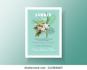 Exotic floral tropical party invitation card