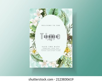 Exotic floral tropical party invitation card