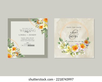 exotic floral tropical wedding invitation card