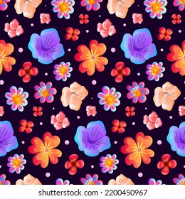 Exotic Floral Vector Seamless Pattern. Beautiful exotic floral background. Awesome for product design, fabric, invitations, packaging design projects. Surface pattern design.