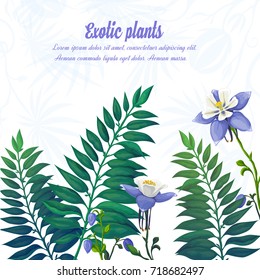 Exotic flower. Tropical plants. Vector composition hand-drawn