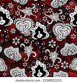 Exotic flowers, botanical bright classic nature on red, white and black colors. Watercolor set of vintage floral tropical natural elements. Vector illustration.