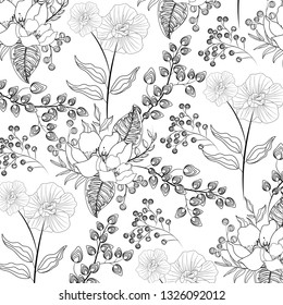 exotic flowers with branches leaves background