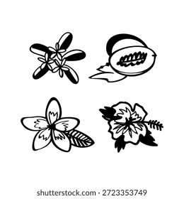 Flores exóticas dibujadas a mano Ilustraciones vectoriales