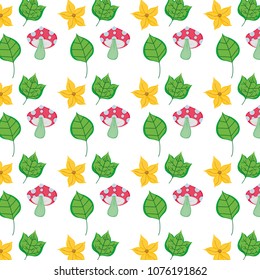 exotic flowers with leaves and fungus background