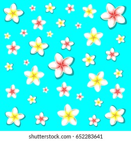Exotic flowers on light blue background. Vector illustration.