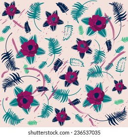 Exotic flowers pattern.