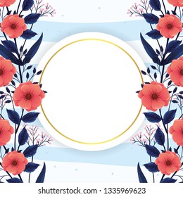 exotic flowers plants with circle label