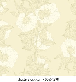 Exotic flowers seamless pattern in retro style