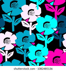 Exotic flowers seamless pattern.Tropical print for summer bright apparel, shirts, swimsuits, beachwear and accessories