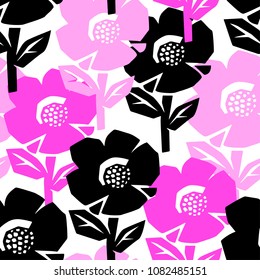 Exotic flowers seamless pattern.Tropical print for summer bright apparel, shirts, swimsuits, beachwear and accessories