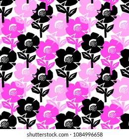 Exotic flowers seamless pattern.Tropical print for summer bright apparel, shirts, swimsuits, beachwear and accessories