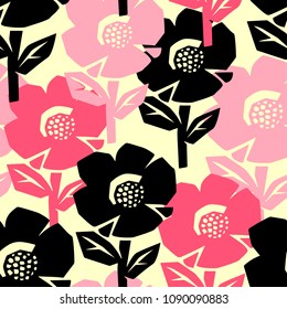 Exotic flowers seamless pattern.Tropical print for summer bright apparel, shirts, swimsuits, beachwear and accessories