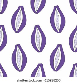 Exotic fruit akebi. Vector seamless pattern for design and decoration of fabric, home textile, kitchen tools, wallpaper and packaging
