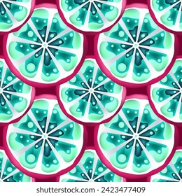 Exotic fruit bubble tea or lemonade packaging print seamless pattern design.