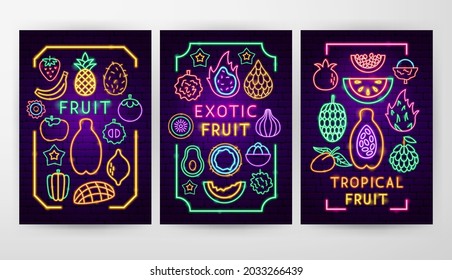 Exotic Fruit Flyer Concepts. Vector Illustration of Tropical Promotion.
