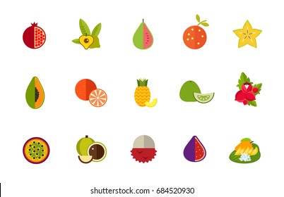 Exotic fruit icon set