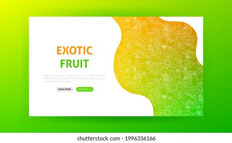 Exotic Fruit Landing Page. Vector Illustration of Outline Design.