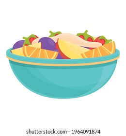 Exotic fruit salad icon. Cartoon of Exotic fruit salad vector icon for web design isolated on white background