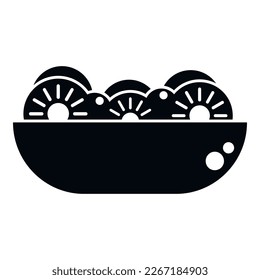 Exotic fruit salad icon simple vector. Fresh food. Plate menu