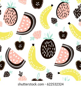 Exotic fruit seamless pattern. Great for kids fabric, textile, Vector Illustration